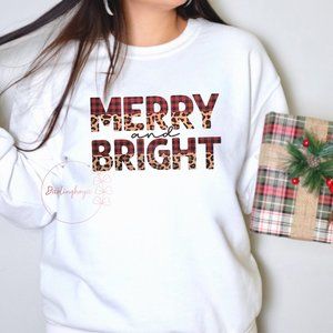 Merry & Bright Unisex Graphic Crew Neck Sweatshirt
